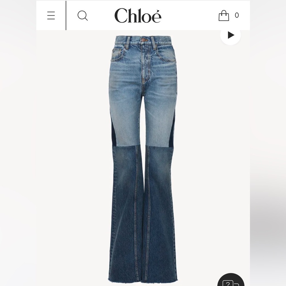 ✨ NWT CHLOE fall 2024 FLARED PATCHWORK JEANS IN DENIM - Picture 3 of 11